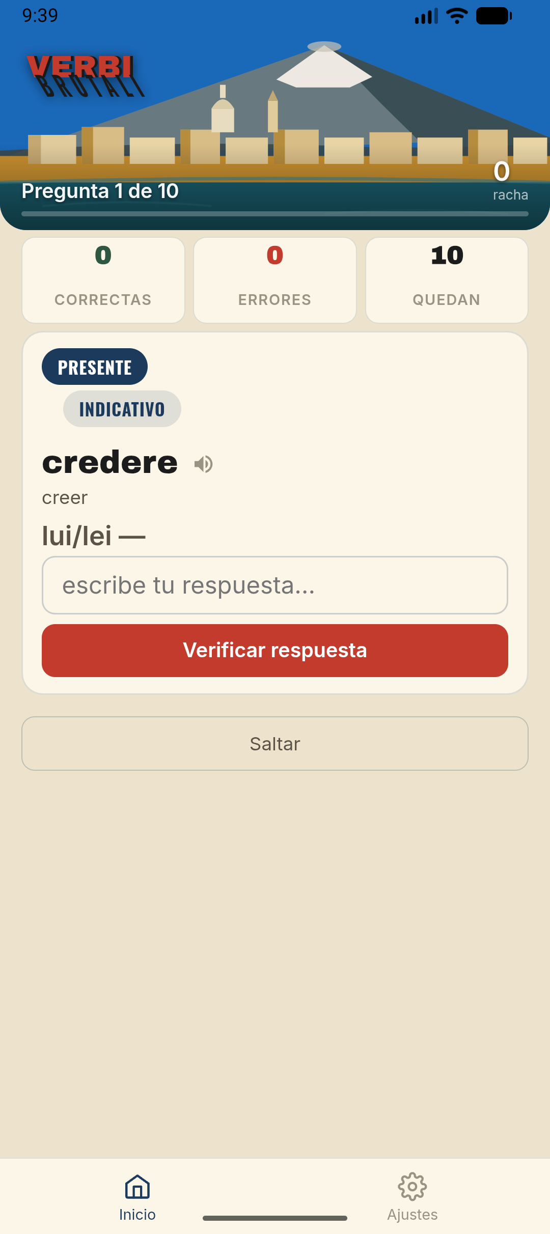 Pregunta de práctica — conjugar el verbo “credere” para “lui/lei”